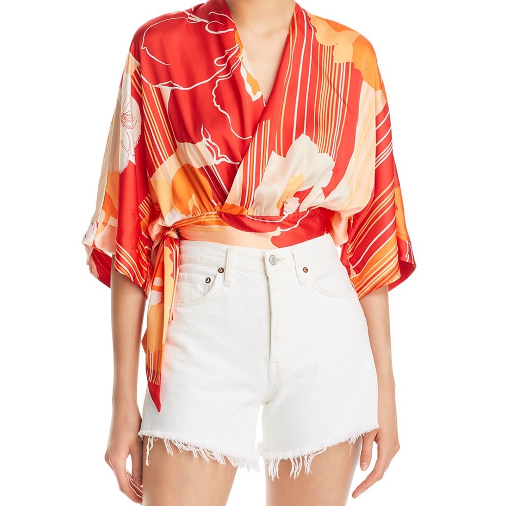 Ramy Brook Minerva Floral Wrap Front Top